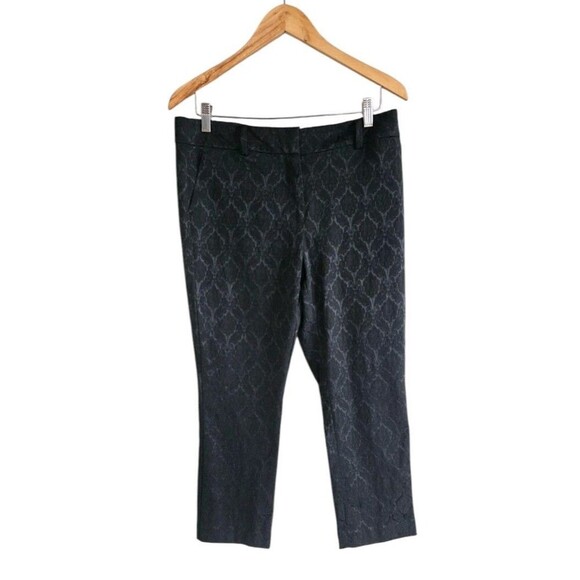 Ann Taylor Pants Womens 8P Black Floral Embossed Ankle Length Career NWT - Picture 1 of 7